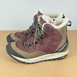 Merrell Antora Sneaker Boot Waterproof Womens 10.5 Maroon Tan Leather Lace Up